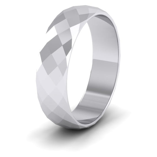 Facetted Harlequin Design 9ct White Gold 6mm Wedding Ring