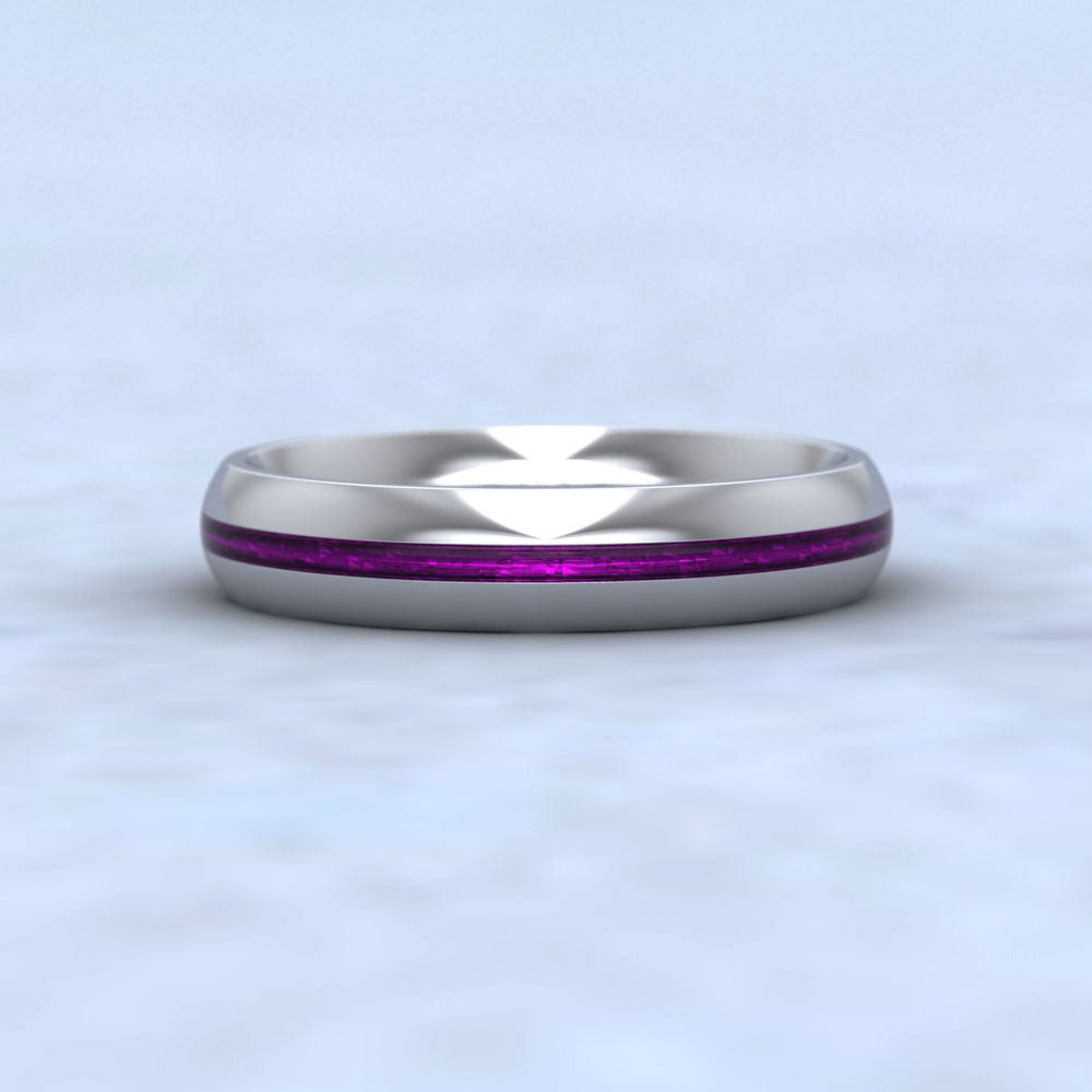 Amethyst Enamelled 9ct White Gold 4mm Wedding Ring Down View