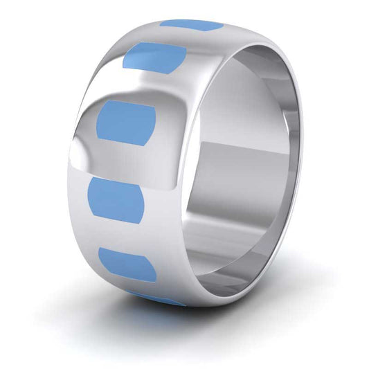 Duck Egg Blue Enamelled Block Sterling Silver 10mm Wedding Ring
