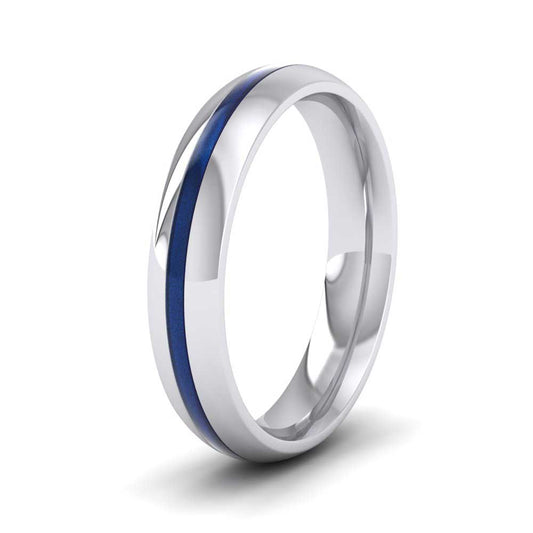 Translucent Freshwater Blue Enamelled 18ct White Gold 4mm Wedding Ring L