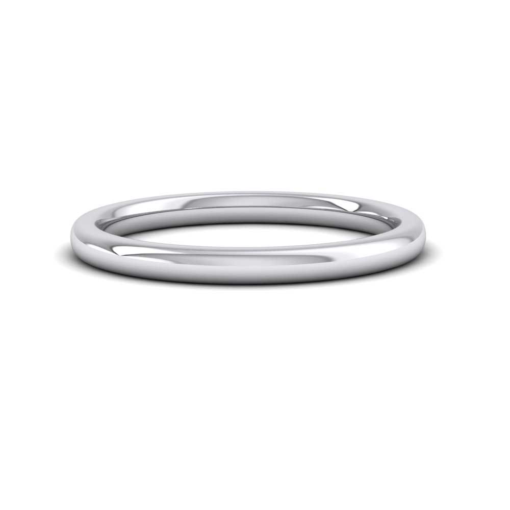 14ct White Gold 2mm Cushion Court Shape (Comfort Fit) Extra Heavy Weight Wedding Ring Down View
