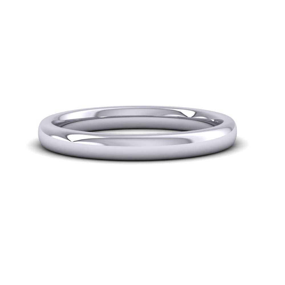 14ct White Gold 2.5mm Cushion Court Shape (Comfort Fit) Extra Heavy Weight Wedding Ring Down View