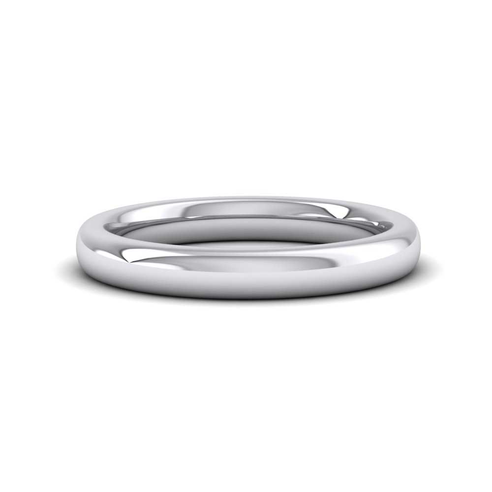 14ct White Gold 3mm Cushion Court Shape (Comfort Fit) Super Heavy Weight Wedding Ring Down View