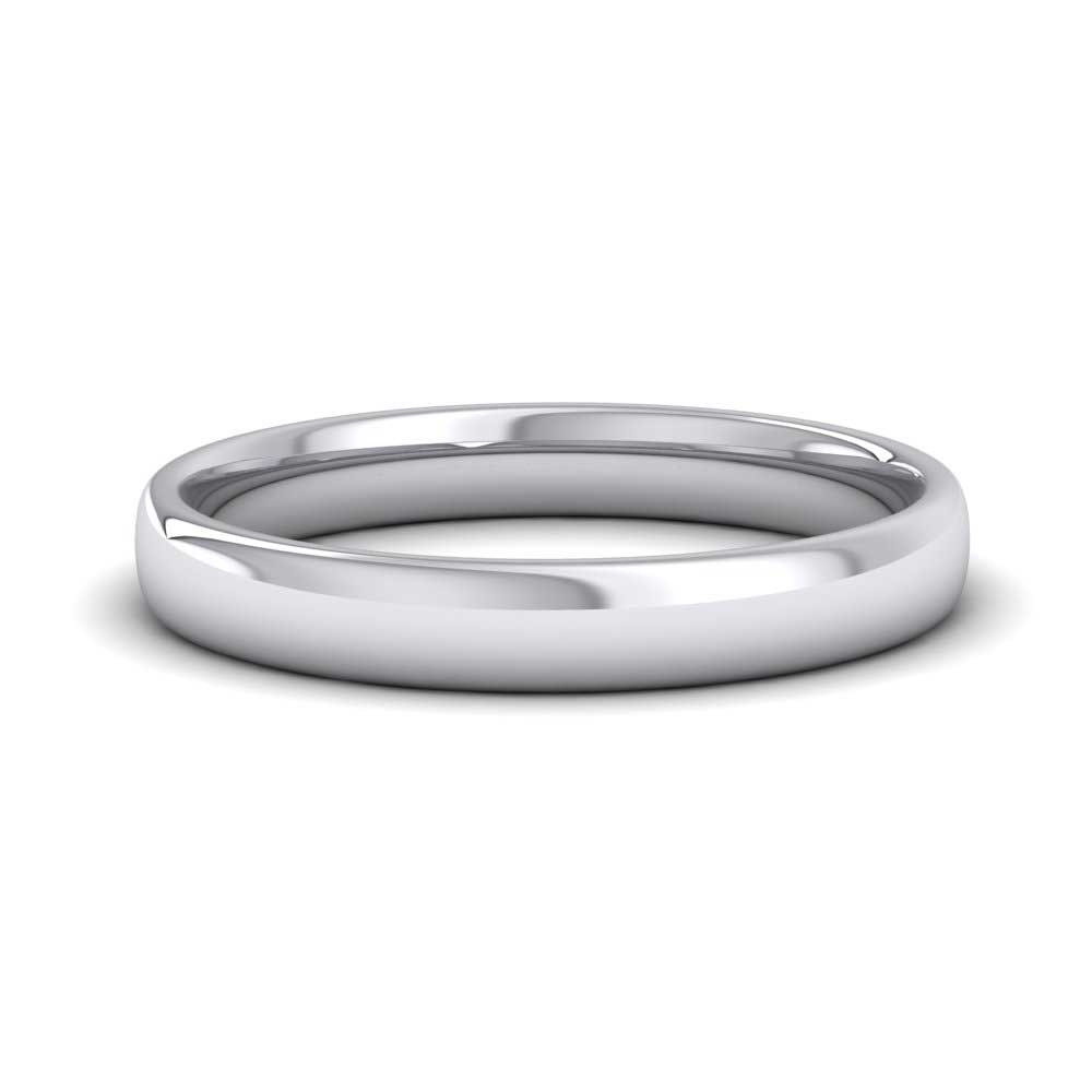 9ct White Gold 3mm Cushion Court Shape (Comfort Fit) Classic Weight Wedding Ring Down View
