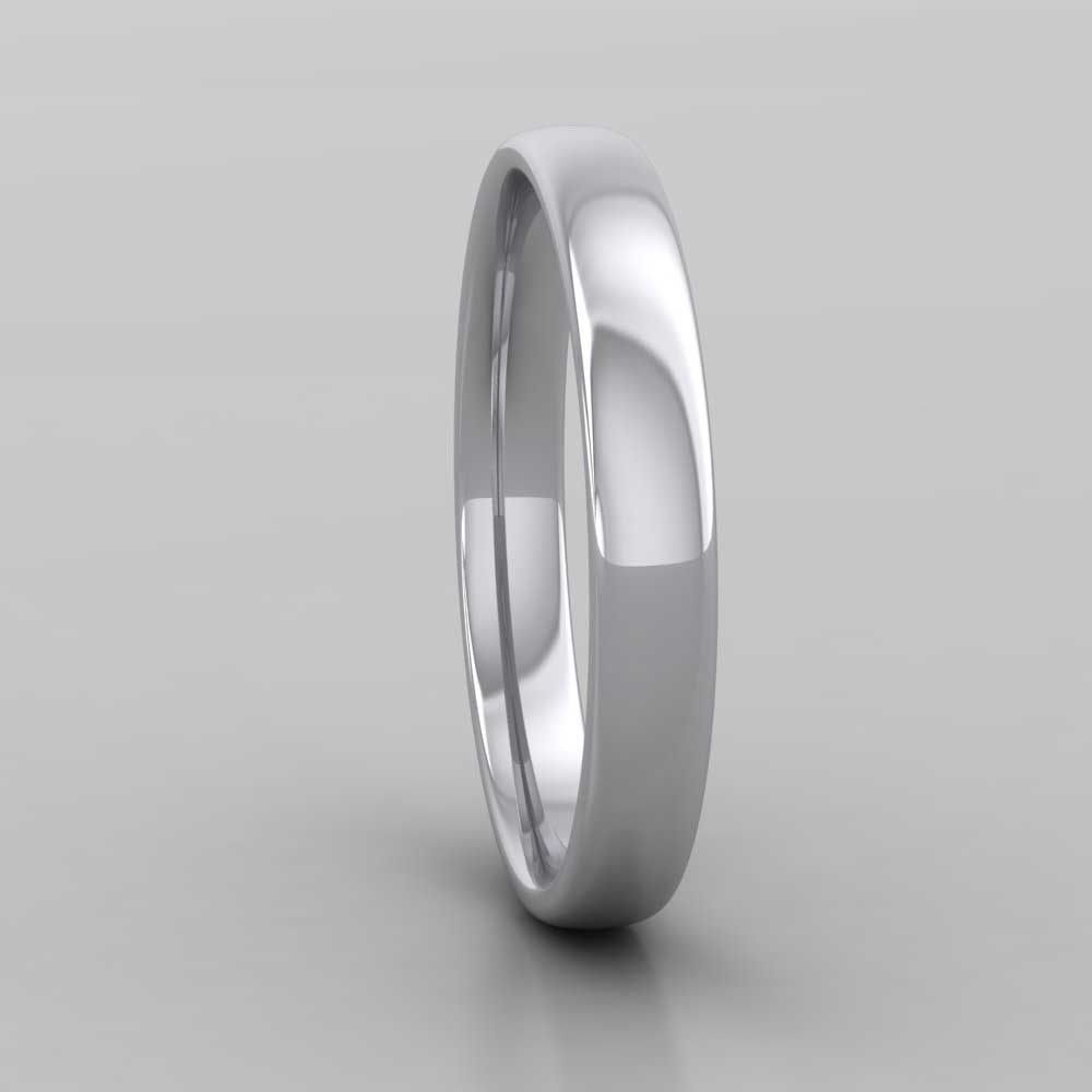 9ct White Gold 3mm Cushion Court Shape (Comfort Fit) Classic Weight Wedding Ring Right View