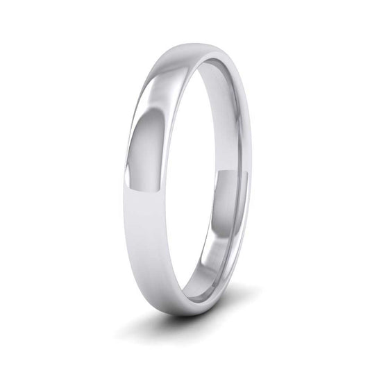 14ct White Gold 3mm Cushion Court Shape (Comfort Fit) Classic Weight Wedding Ring