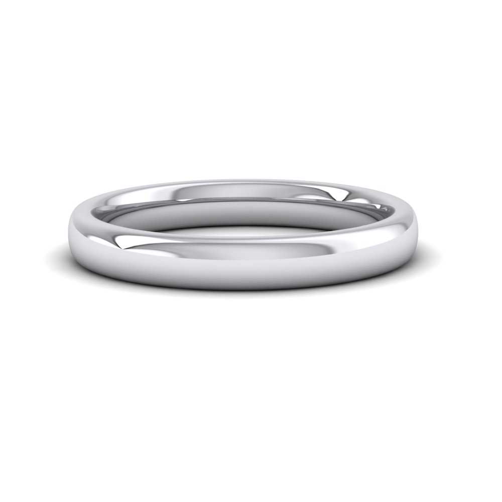925 Sterling Silver 3mm Cushion Court Shape (Comfort Fit) Extra Heavy Weight Wedding Ring Down View