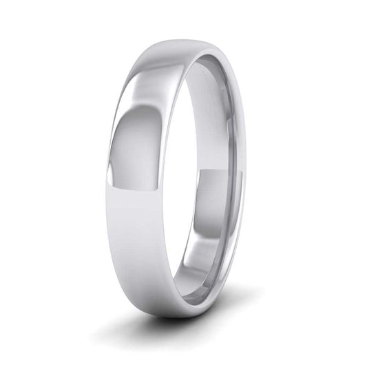 14ct White Gold 4mm Cushion Court Shape (Comfort Fit) Classic Weight Wedding Ring