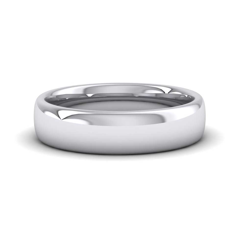 500 Palladium 5mm Cushion Court Shape (Comfort Fit) Extra Heavy Weight Wedding Ring Down View
