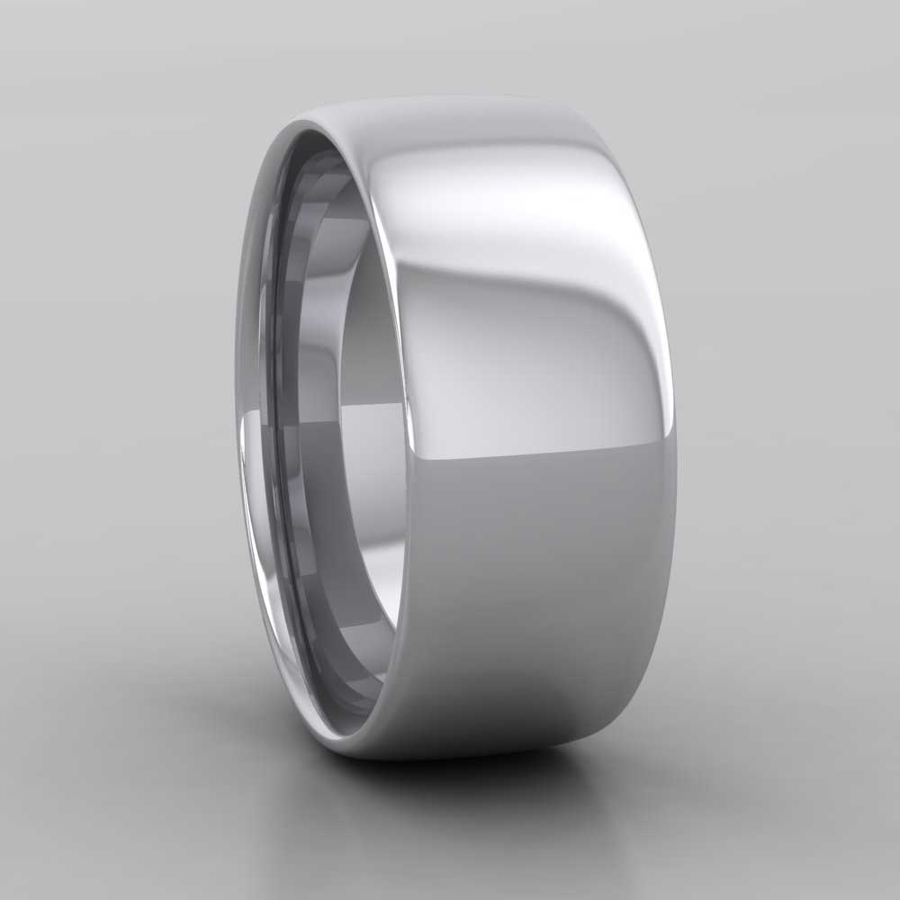 9ct White Gold 8mm Cushion Court Shape (Comfort Fit) Classic Weight Wedding Ring Right View