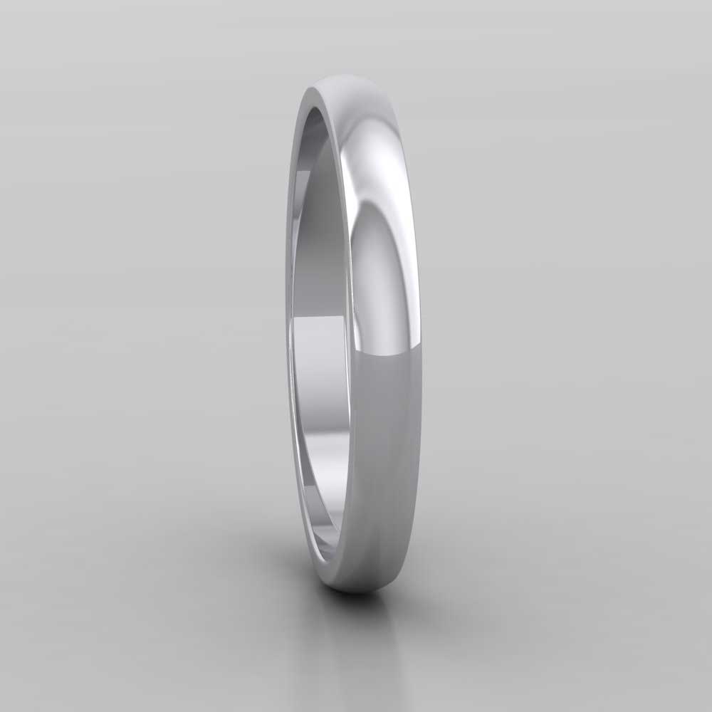 500 Palladium 2.5mm D shape Classic Weight Wedding Ring Right View