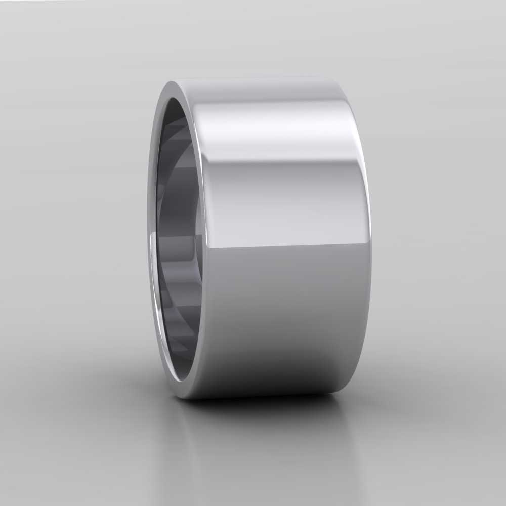 9ct White Gold 10mm Flat Shape Extra Heavy Weight Wedding Ring Right View