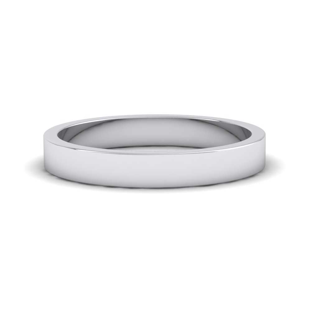 500 Palladium 3mm Flat Shape Extra Heavy Weight Wedding Ring Down View