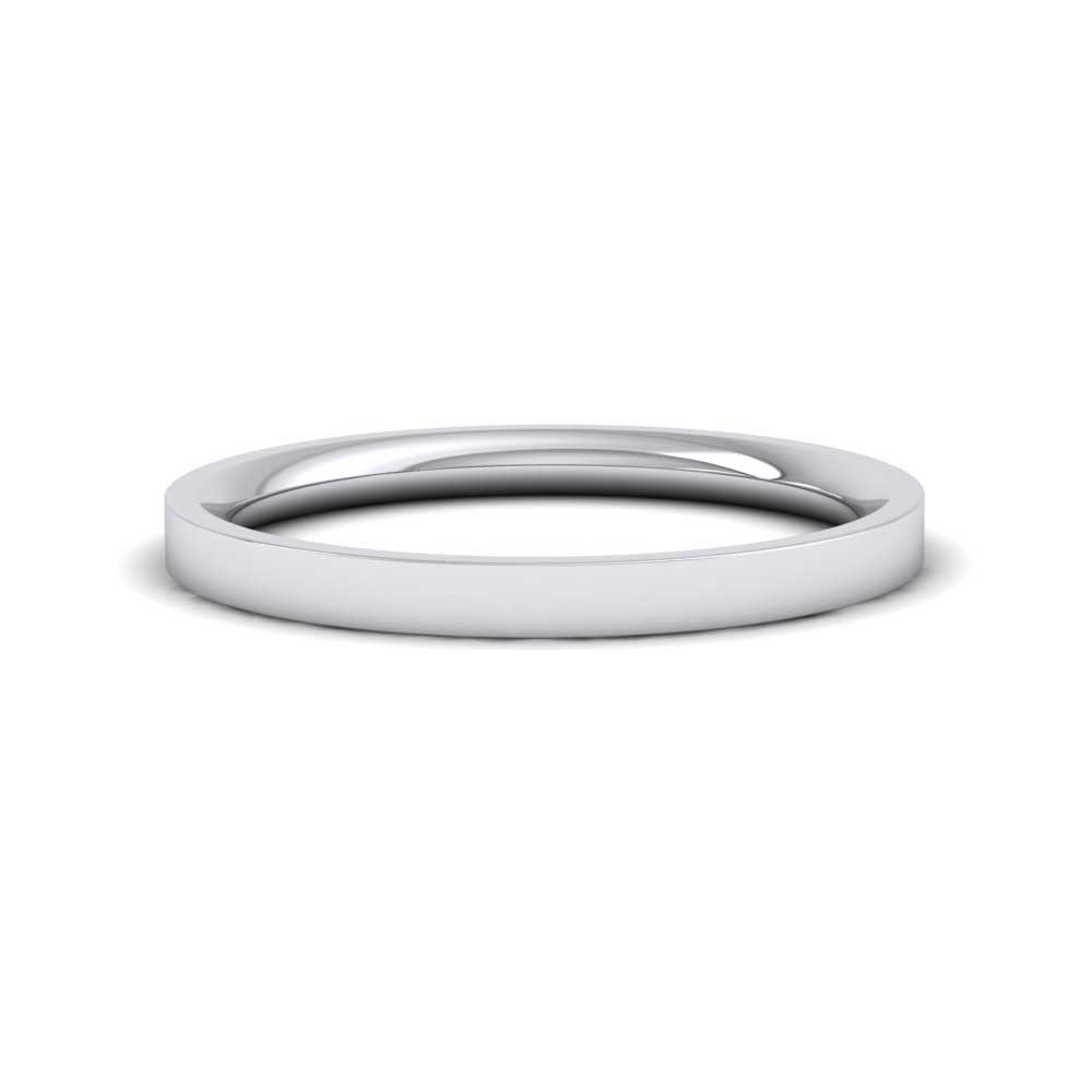 14ct White Gold 2mm Flat Shape (Comfort Fit) Extra Heavy Weight Wedding Ring Down View