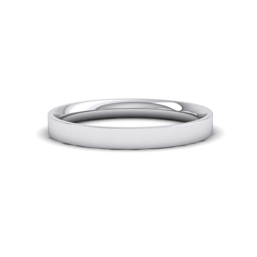 14ct White Gold 2.5mm Flat Shape (Comfort Fit) Classic Weight Wedding Ring Down View