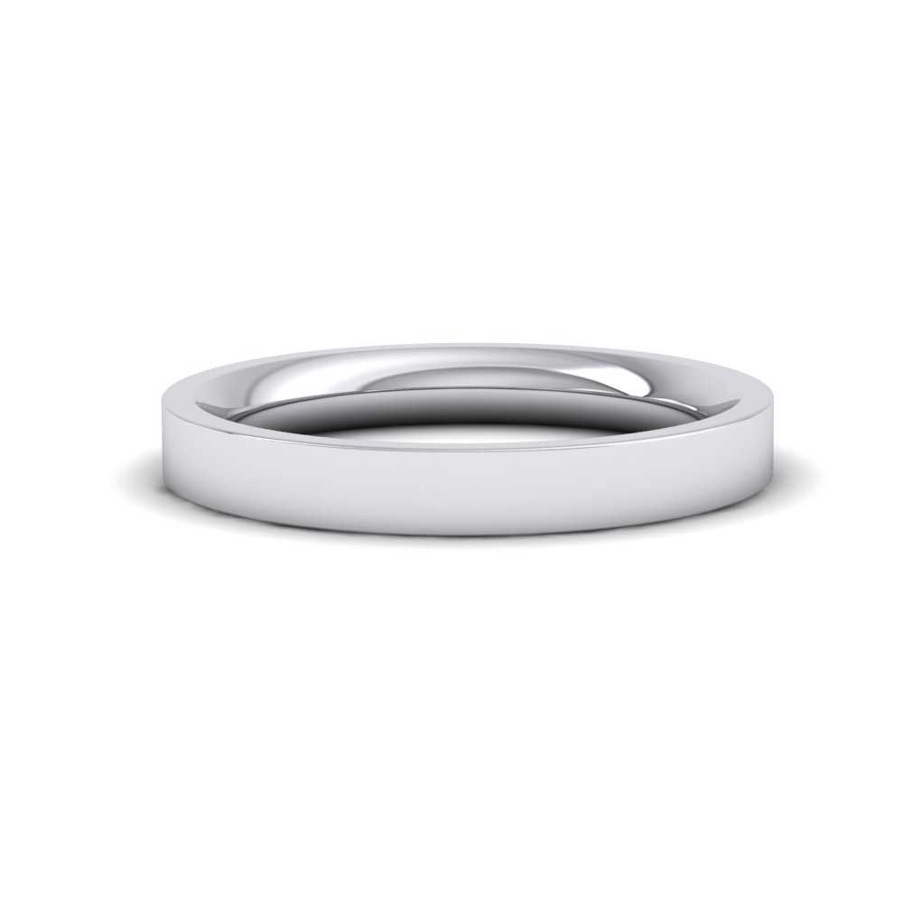 925 Sterling Silver 3mm Flat Shape (Comfort Fit) Super Heavy Weight Wedding Ring Down View
