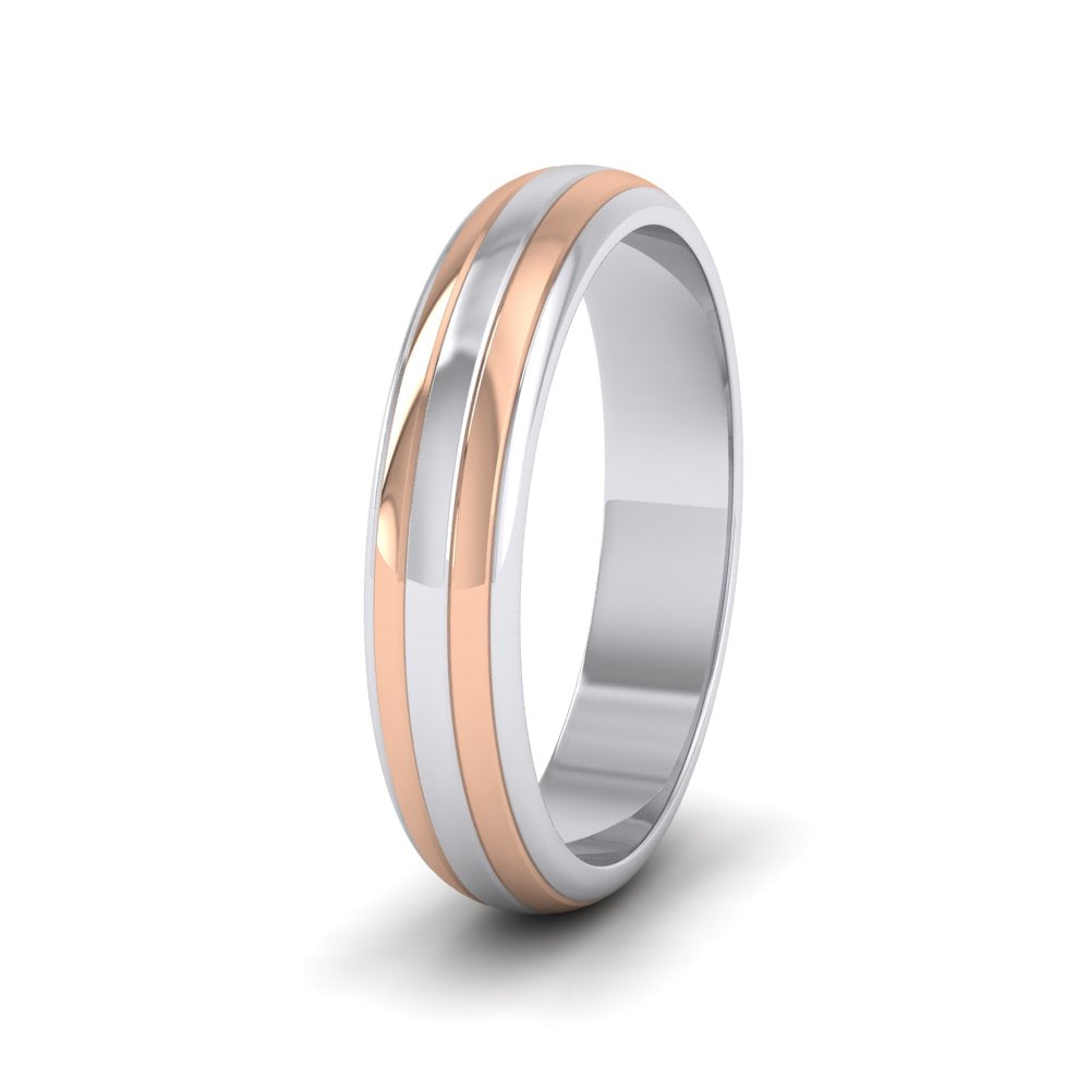 <p>9ct White And Rose Gold Double Band Two Colour D Shape Wedding Ring.  4mm Wide </p>