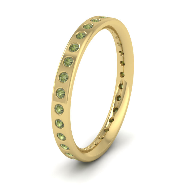 Full Green Sapphire Set 9ct Yellow Gold 2.5mm Wedding Ring
