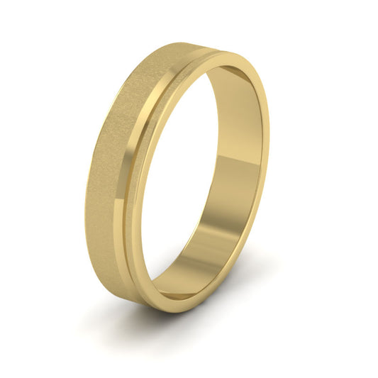 Asymmetric Line Pattern 9ct Yellow Gold 4mm Flat Wedding Ring