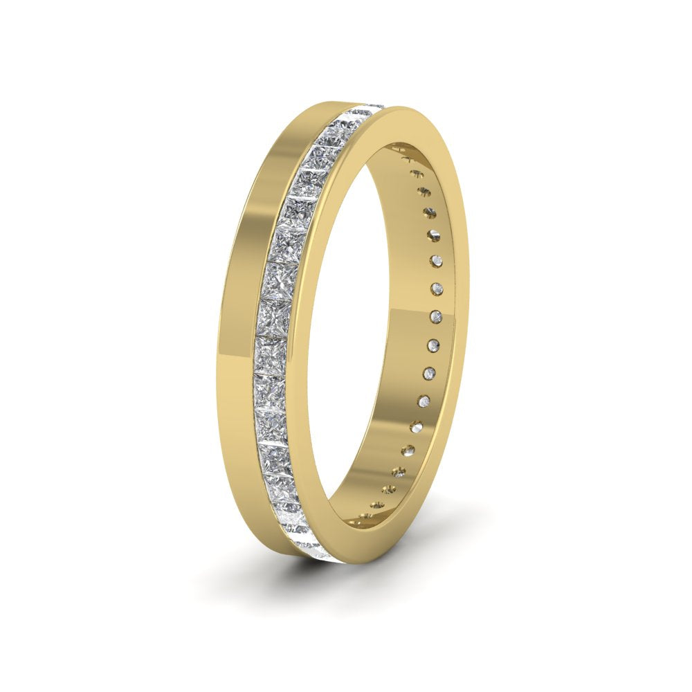 Full Channel Set Princess Cut Diamond 14ct Yellow Gold