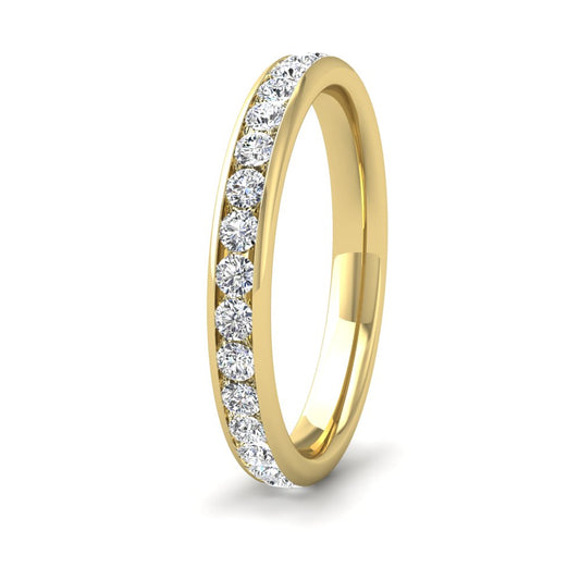 <p>9ct Yellow Gold Full Channel Set 0.7ct Round Brilliant Cut Diamond Wedding Ring.  275mm Wide And Court Shaped For Comfortable Fitting</p>
