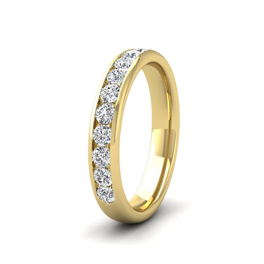 <p>9ct Yellow Gold Ten Stone 0.5ct Channel Set Diamond (10 diamonds) Wedding Ring.  35mm Wide And Court Shaped For Comfortable Fitting</p>