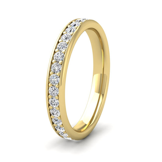 <p>9ct Yellow Gold Full Bead Set 0.7ct Round Brilliant Cut Diamond Ring. 3mm Wide And Court Shaped For Comfortable Fitting</p>