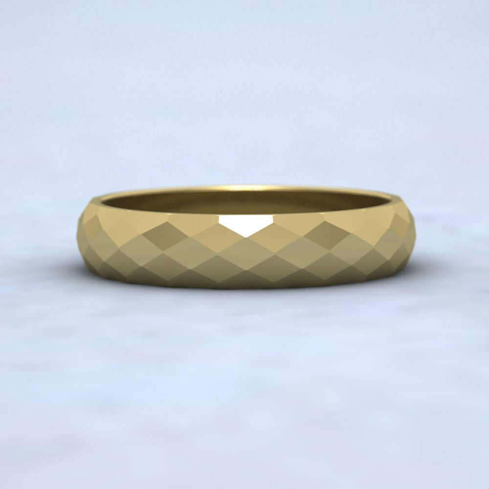 Facetted Harlequin Design 9ct Yellow Gold 4mm Wedding Ring Down View