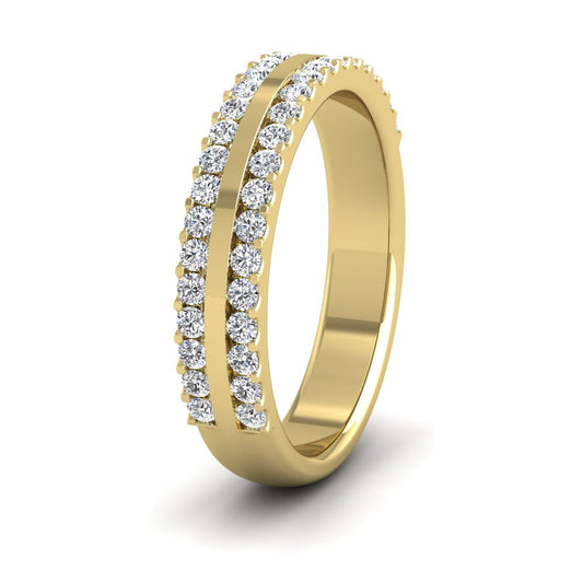<p>9ct Yellow Gold Double Edge Half Claw Set Diamond Ring (0.5ct) .  4mm Wide And Court Shaped For Comfortable Fitting</p>