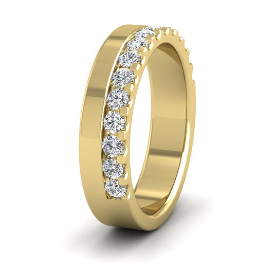 <p>9ct Yellow Gold Asymmetric Half Claw Set Diamond Ring (0.49ct) .  45mm Wide And Court Shaped For Comfortable Fitting</p>