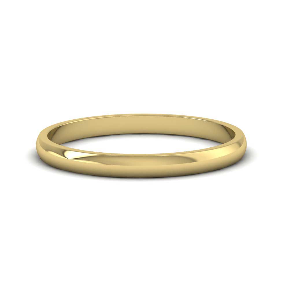 9ct Yellow Gold 2mm D shape Classic Weight Wedding Ring Down View