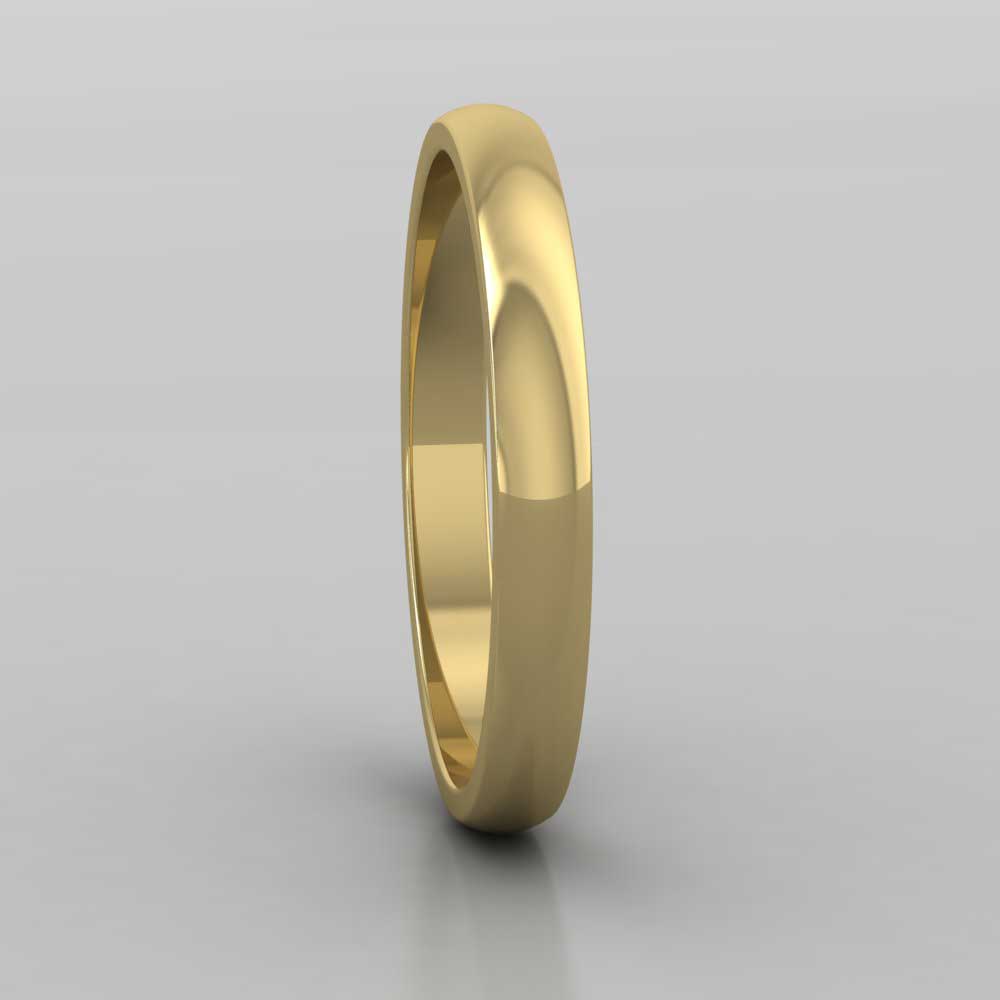 9ct Yellow Gold 2.5mm D shape Classic Weight Wedding Ring Right View