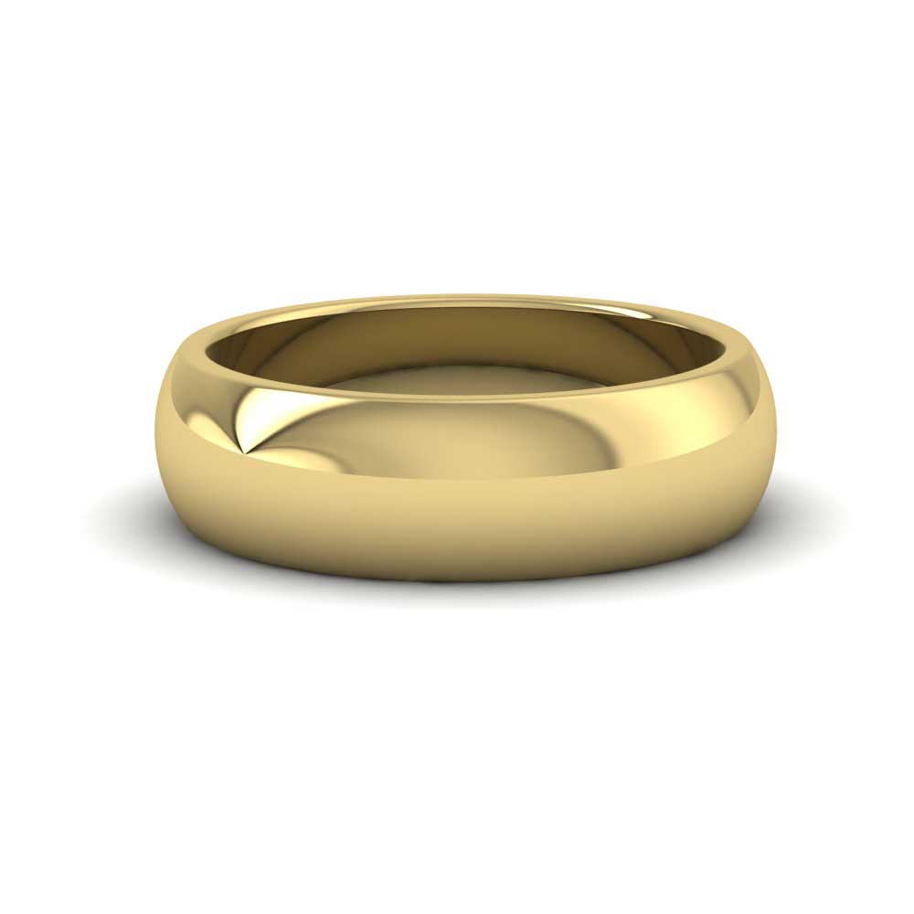 9ct Yellow Gold 6mm D shape Super Heavy Weight Wedding Ring Down View