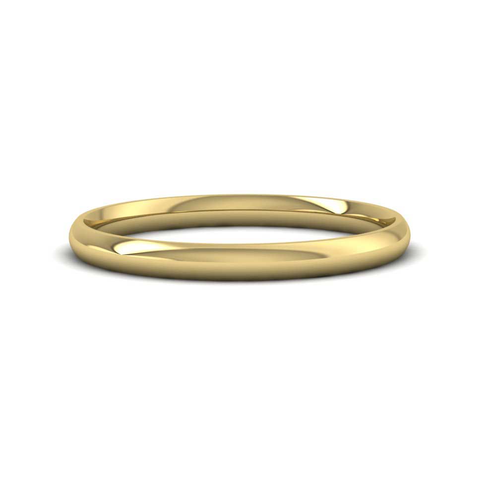 18ct Yellow Gold 2mm Court Shape (Comfort Fit) Classic Weight Wedding Ring Down View
