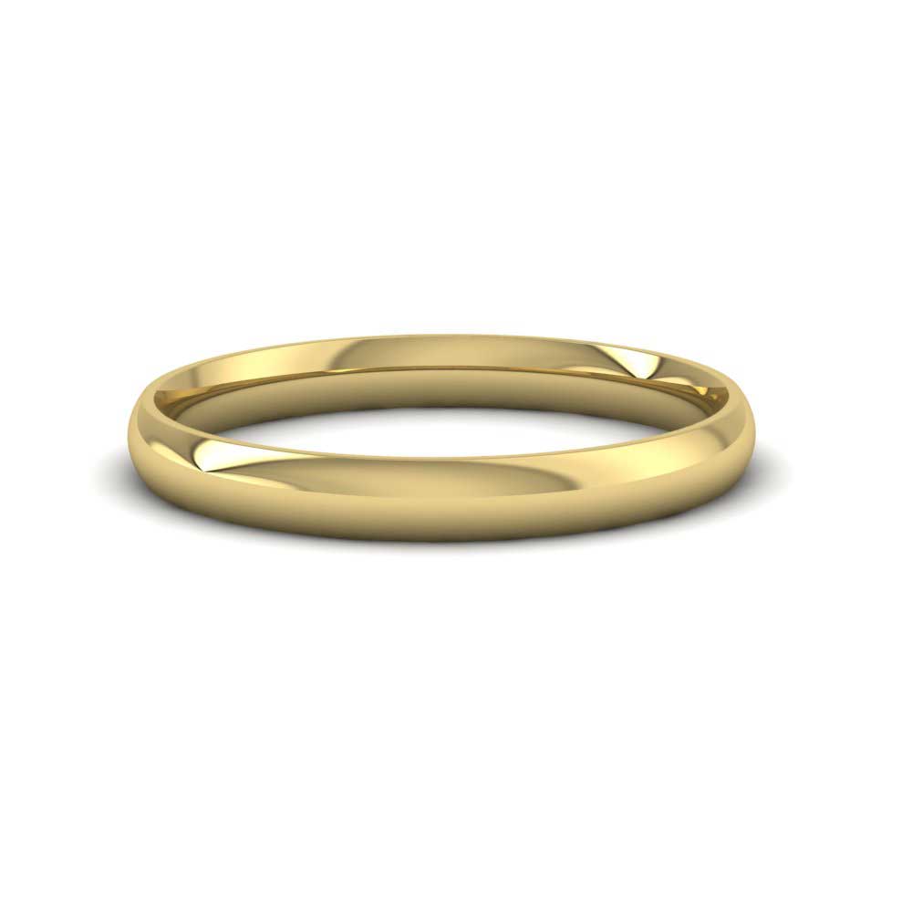 14ct Yellow Gold 2.5mm Court Shape (Comfort Fit) Classic Weight Wedding Ring Down View