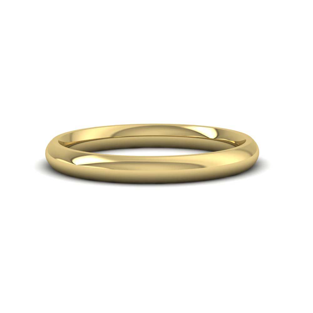 14ct Yellow Gold 2.5mm Court Shape (Comfort Fit) Extra Heavy Weight Wedding Ring Down View