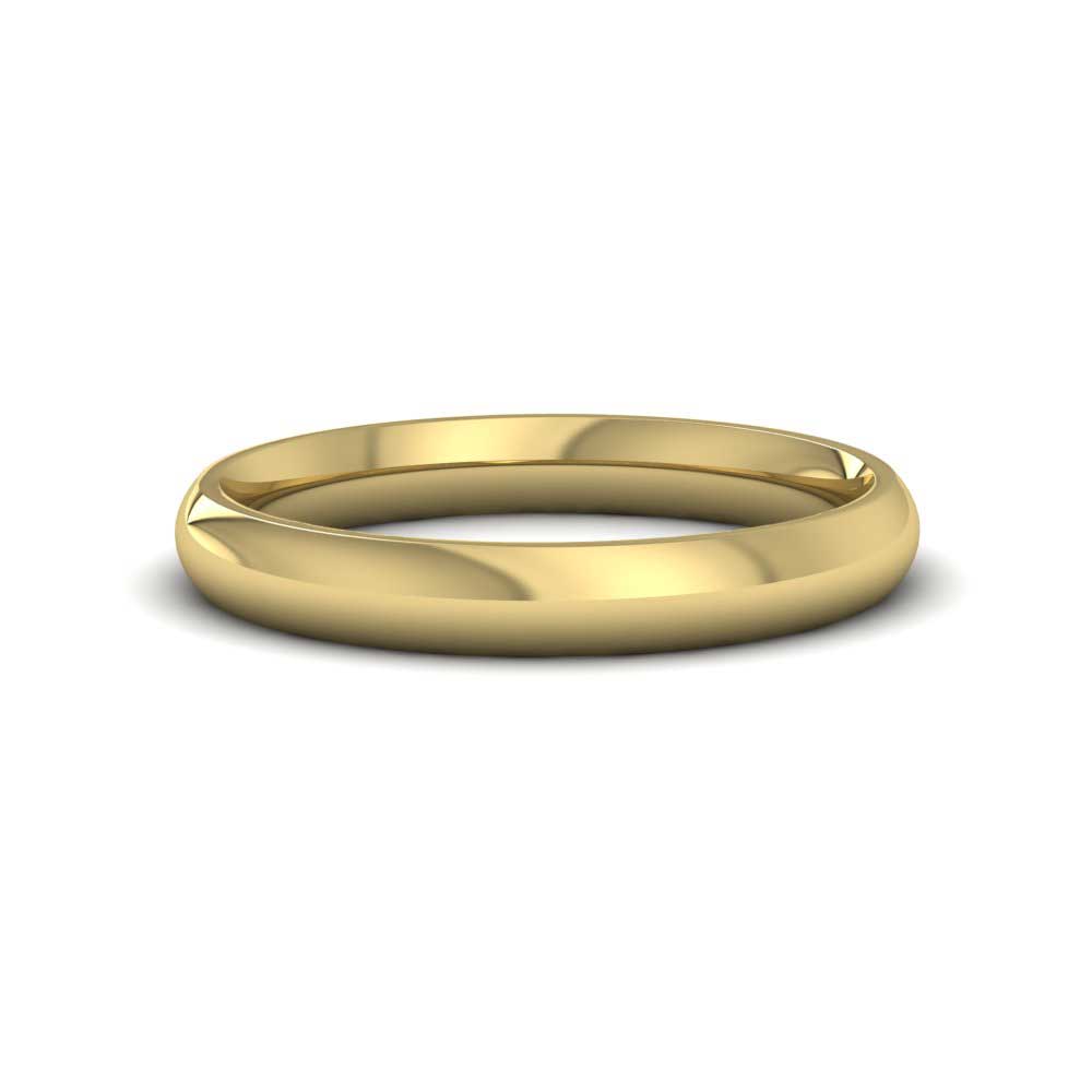 9ct Yellow Gold 3mm Court Shape (Comfort Fit) Extra Heavy Weight Wedding Ring Down View