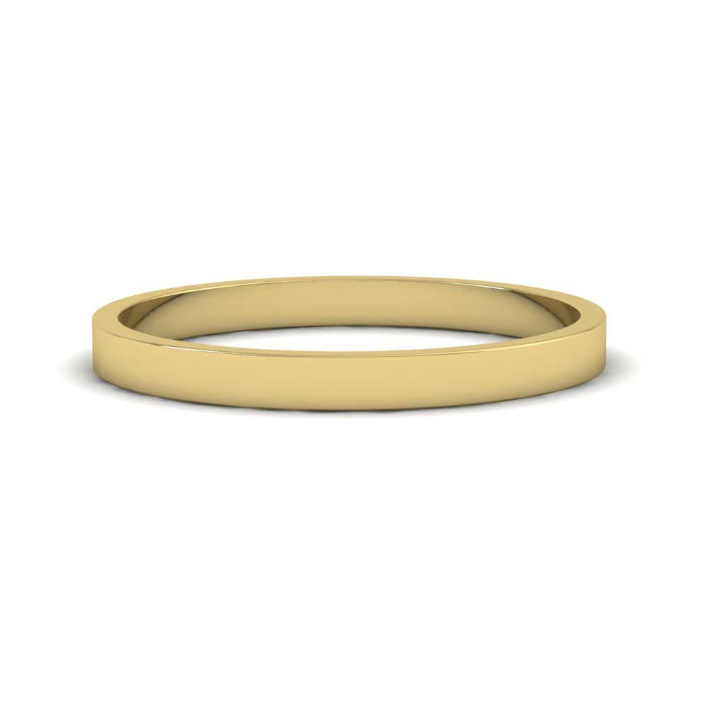 9ct Yellow Gold 2mm Flat Shape Classic Weight Wedding Ring Down View