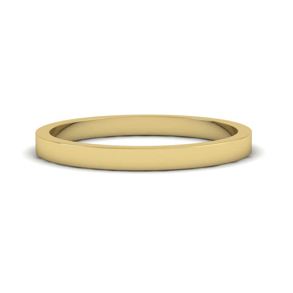 9ct Yellow Gold 2mm Flat Shape Extra Heavy Weight Wedding Ring Down View