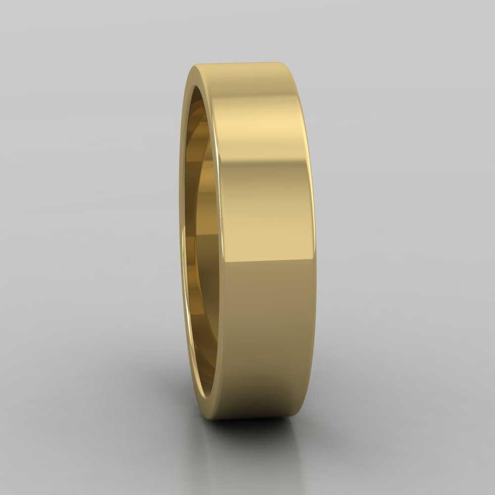 9ct Yellow Gold 5mm Flat Shape Extra Heavy Weight Wedding Ring Right View