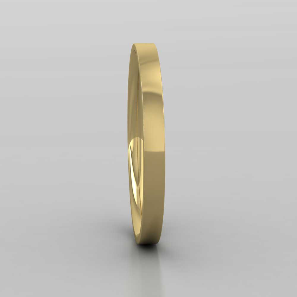 18ct Yellow Gold 2mm Flat Shape (Comfort Fit) Classic Weight Wedding Ring Right View
