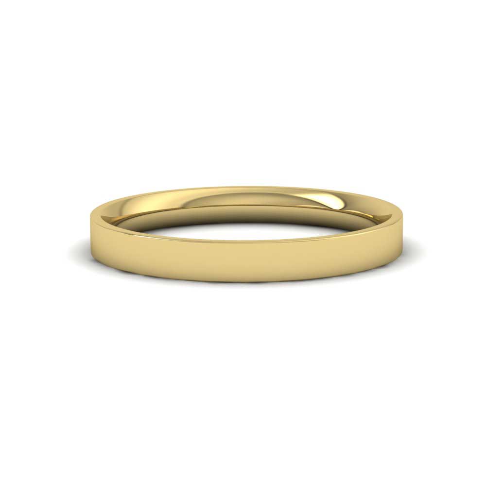 14ct Yellow Gold 2.5mm Flat Shape (Comfort Fit) Classic Weight Wedding Ring Down View