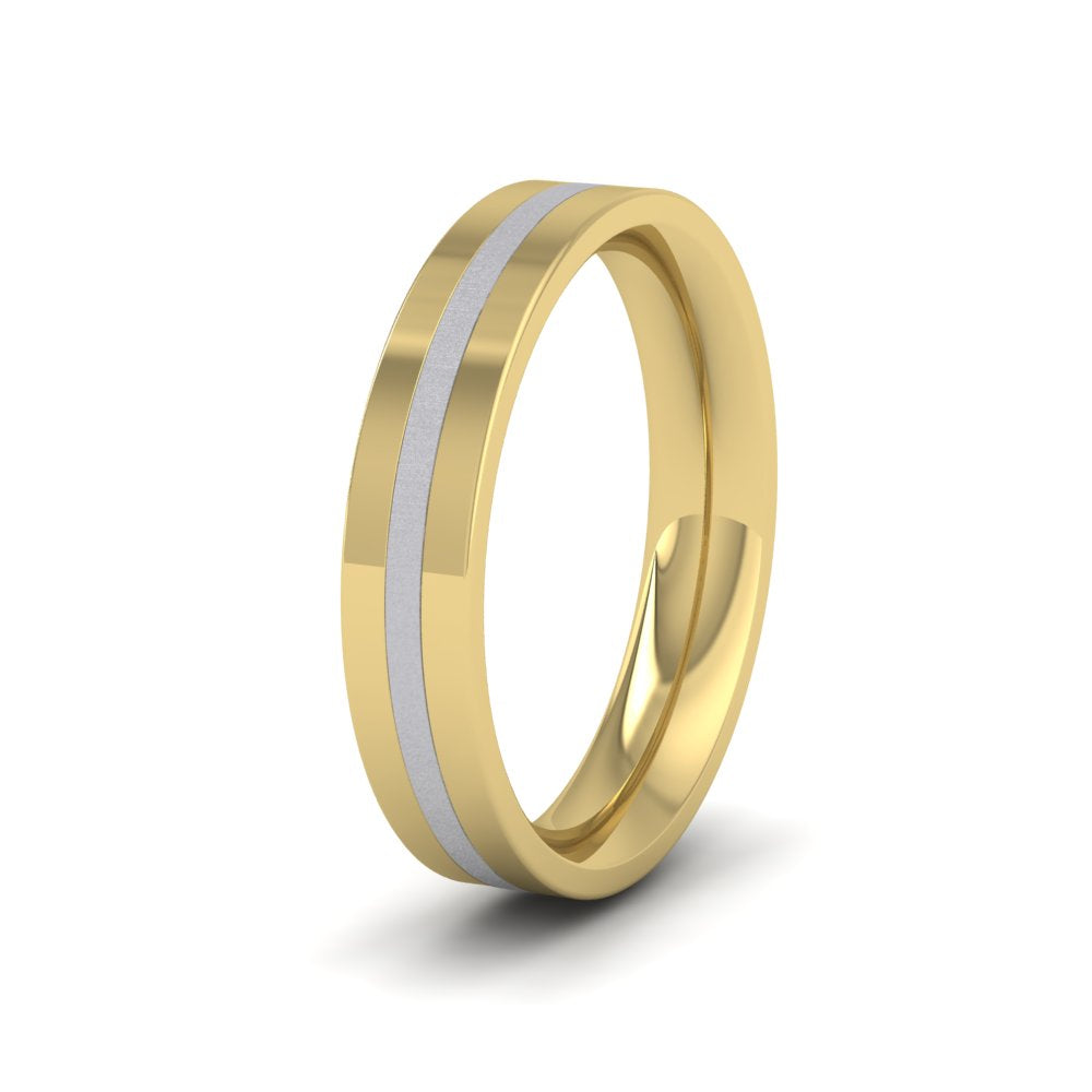 <p>Thirds Two Colour Flat Wedding Ring In 9ct Yellow And White Gold With A Matt And Polished Finish.  4mm Wide And Court Shaped For Comfortable Fitting</p>