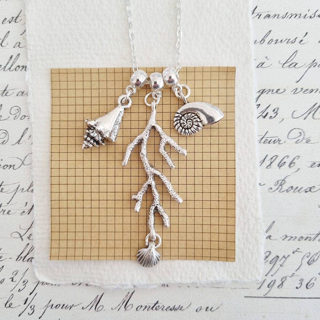 Coral and Shells Charm Necklace