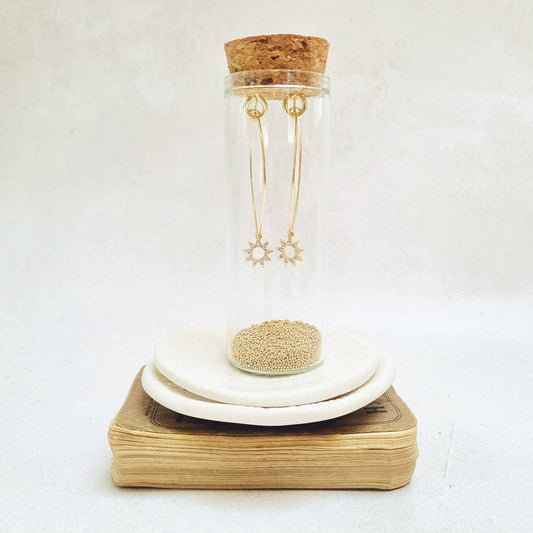 Gold Plated  Sun Crystal Oval hoop Earrings in a Bottle