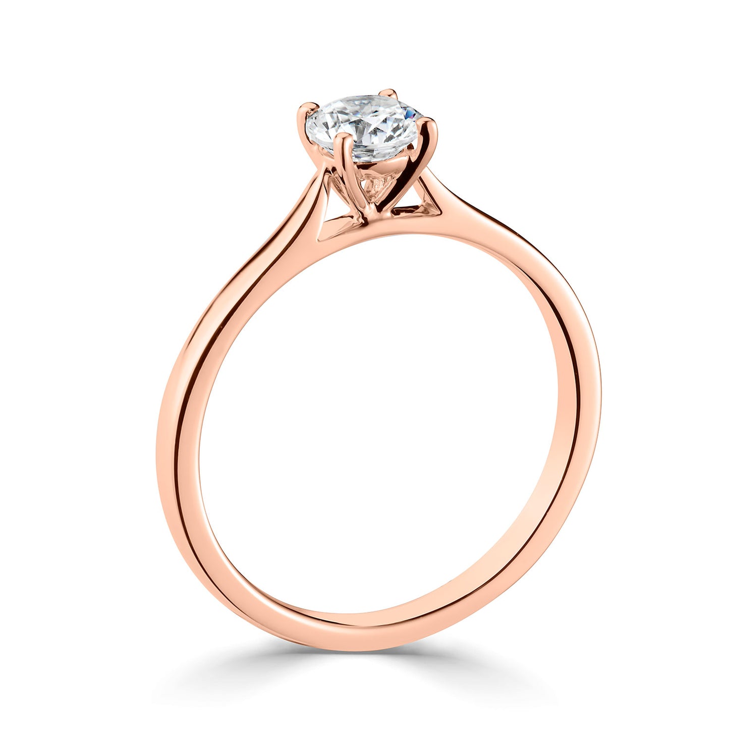 18ct Rose Gold Solitaire Four Claw Set Diamond Engagement Ring