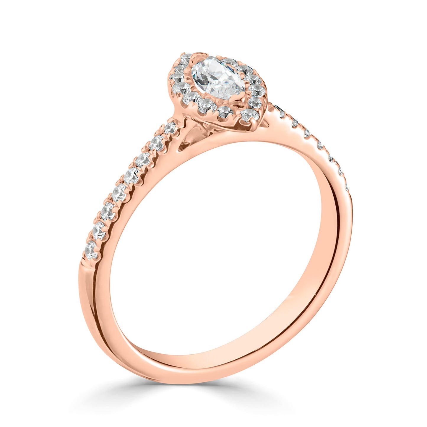 18ct Rose Gold Marquise halo Style Diamond Ring