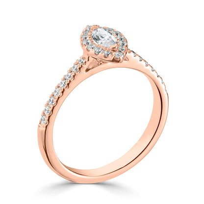 18ct Rose Gold Marquise halo Style Diamond Ring