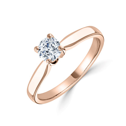 18ct Rose Gold Solitaire Four Claw Diamond Set Engagement  