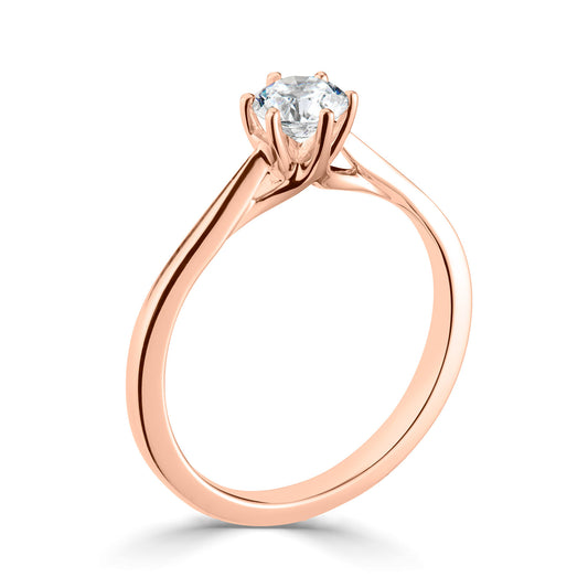 18ct Rose Gold Six Claw Solitaire Diamond Engagement Ring